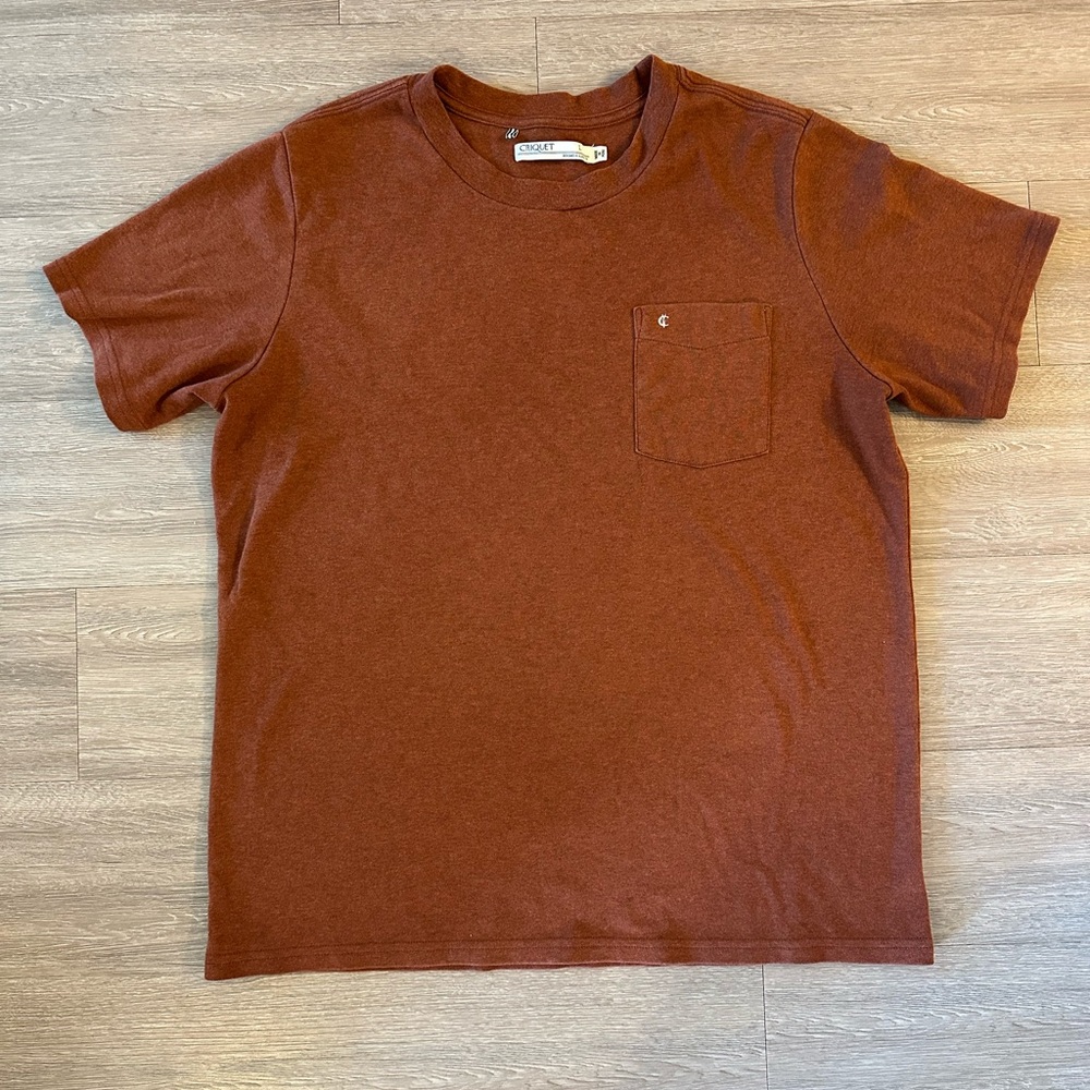 Criquet Men's Rust/Burnt Orange Cotton T-Shirt L Short Sleeve Crew Austin TX